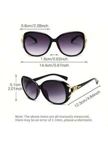 1 pièce Lunettes de mode rondes pour femmes, verres dégradés, décoration renard en métal. décontractées pour l'extérieur, la plage, les vacances, l'extérieur, les voyages
