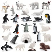 Set de 26 piezas de miniaturas de figuras de animales árticos, regalos de cumpleaños de animales polares para niños pequeños