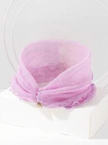 1 pièce Écharpe décorative en filet élastique de couleur unie avec perles pour femmes
