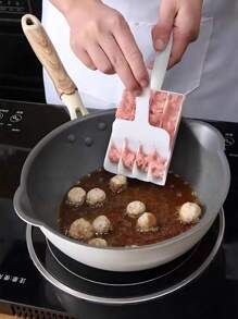 2 Pièces Formeur de boulettes de viande de cuisine, 4 boulettes de viande en 1 fois Outil de fabrication de boulettes de viande antiadhésif avec spatule de coupe, moule de fabrication de boulettes de viande créatif DIY pour sorbet, boules de riz, fabrication de boules de poisson