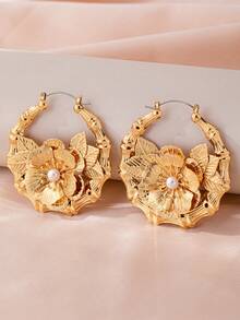 1 对女士夸张超大竹节环状耳环