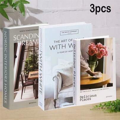 3 件可折叠仿书，家居装饰书，现代时尚装饰书，豪华装饰书，客厅装饰，桌面装饰，家居装饰，摄影道具