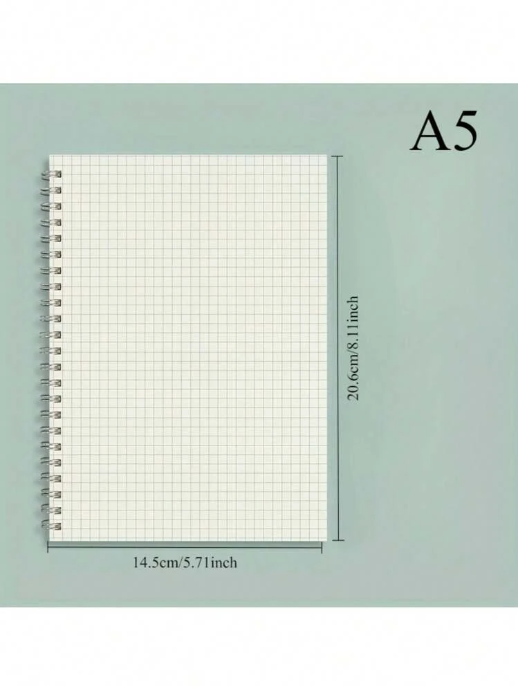 1pc A4/A5 Grid Spiral Notebook, Ideal For Students, Math And Engineering | Durable Spiral Binding, White Learning Supplies, Diary, Writing Pad For Note Taking, Office Writing Supplies, Student Stationery | Clear Page Visibility | Easy Page Removal