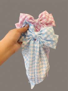 1pc Women's Korean-Style Double Layer Long Ribbon Ditsy Floral Big Bow Hair Clip, Sweet Fabric Spring Clamp Barrette ,Hair Accessory ,School Accessories, Claw Clips, Clips For Hair, Hair Slide, Hair Claws
