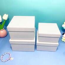 4 Stücke quadratische strukturierte Papierlagerboxen, weiß und schwarz, Schreibtisch Organizer, Geschenkverpackung