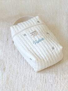 1 Pc Personalized Embroidered Tote Bag For Moms, Large Capacity Customized Embroidery Maternity Bag, Fashionable And Versatile Mummy Handbag For Outdoor, Cute Bear Pattern Diaper Wet Wipes Organizer Bag, Multi-Function Diaper Bottle Storage Handbag With Stroller Hook, Embroidered Bear Pattern Tote Bag, Suitable For Daily Use, Can Be Gift For Family, Friends, New Moms