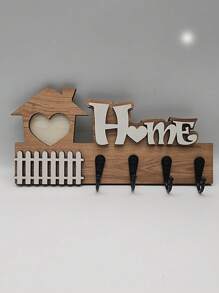 1pc Wall Mounted Wooden Keyholder Hook, Suitable For Front Door, Kitchen, Store, Home, Office, Car, Vehicle Keys, Vintage Decor For Home, Room, Wall