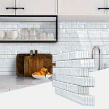 10 Peças/20 Peças/30 Peças Adesivos de azulejo 3D autoadesivos e reforçados, 27 x 27 cm Adesivos decorativos para renovação de parede doméstica, adequados para cozinha, varanda, pia, banheiro e sala de jantar Decoração de casa Decoração de parede Decoração de banheiro Papel de parede Acessórios de cozinha Itens de cozinha Decoração de cozinha Adesivos de parede Adesivo de parede