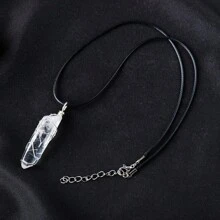 1PC Natural Crystal Black Tourmaline Labradorite Raw Stone Unpolished Gem Pendant Necklace Quartz Jewelry Women Necklace For Women Gifts