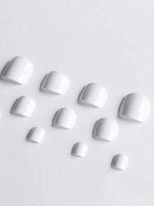 240 片装假趾甲片 12 种尺寸 白色全覆盖假趾甲片 按压式沙龙脚趾甲延长设计脚趾甲人造亚克力指甲用品 - 白色 - 查看 5