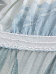 1pc Ruffled Stretch Sofa Cover, Soft & Comfortable, Printed Stretch Furniture Protector, Multiple Sizes Available - Blue - View 8