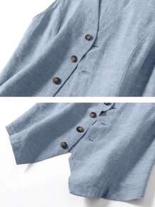 Top canotta in lino casual corto da resort per donna