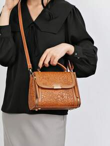 Bolso de mano de gran capacidad y diseño elegante para mujeres de mediana edad - Negro - Ver 11
