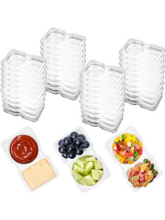 20 件防漏零食盒带盖 10/5 件 - 2 隔层可重复使用蘸料杯和调味杯，适用于备餐、午餐盒、旅行和份量控制