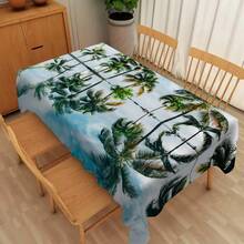 1 件对称棕榈树反射印花桌布，适用于家庭、餐桌、家庭餐桌罩、日常厨房桌布