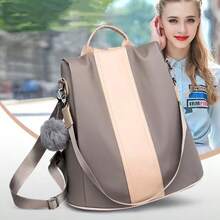 Women Backpack Ladies Rucksack Waterproof Nylon School Bags Anti-Theft Daypack Shoulder Bags - Khaki - View 3