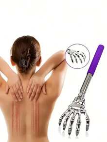 1PC Extendable Back Scratcher, Stainless Steel Portable Telescopic Rubber Handle Back Scratchers For Thanksgiving, Birthday, Christmas Gifts,Gua Sha,Lymphatic Drainage,Cellulite,Back Scratchers,School,Back To School,Travel,Travel Essentials,Home Essentials,Spa,Massage Tool,Massage,Massager,Spa