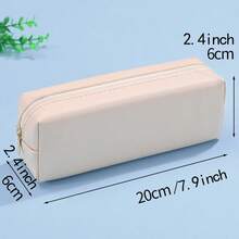 1 Pc Foldable And Convenient Makeup Stationery Pencil Pen Storage Case Storage Makeup Bag Suitable For Women Girls Travelling Office School Home Use For Teen Girls,Pencil Case,Pencil Pouch,School Bag - Beige - View 2