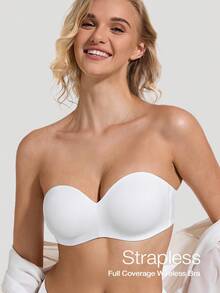 Wingslove Women's 1/2 Cup Seamless Wirefree Bra Backless Strapless Bras Multiway Contour Lift Up Soft & Comfortable For Daily Wear