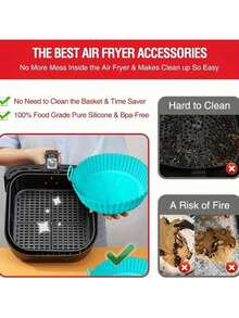 2 件/1 件硅胶炸锅，家用耐热烤盘，圆形不粘硅胶空气炸锅内胆 - 篮子配件，烹饪均匀且易于清洁，适用于家庭厨房和餐厅