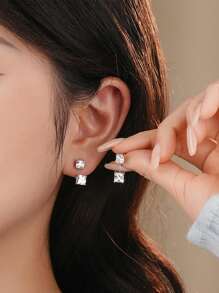GAGAFEEL 1 Paar exquisite, elegante und modische S925 Sterling Silber Ohrringe, besetzt mit kubischem Zirkonia für den täglichen Gebrauch von Frauen, Schmuck, Feiertagsgeschenke, Schmuck und Muttertagsgeschenke