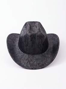 1 pieza Sombrero de vaquero casual de cuero PU acolchado estilo bohemio, adecuado para el escenario, sesión de fotos, fiesta, moda versátil unisex para todas las estaciones