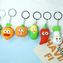 1pc Simulated Three-Dimensional Vegetable Corn Keychain, Couple Dolls, Pumpkin Key Chain, Bag Hanging Accessories, Carrot And Garlic Car Accessories Bag Charm School Cartoon Cute Goth Y2k