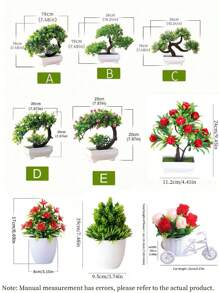 1 Peça Conjunto de Miniaturas com Vaso, Plantas Artificiais, Pequenas Flores em Vaso, Bolas de Grama, Bonsai, Decoração para Casa para Mesa da Sala de Estar, Presentes para o Dia dos Namorados, Natal, Halloween