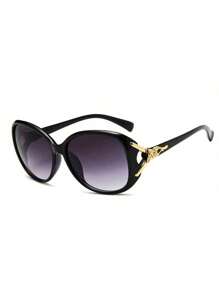 1 pièce Lunettes de mode rondes pour femmes, verres dégradés, décoration renard en métal. décontractées pour l'extérieur, la plage, les vacances, l'extérieur, les voyages
