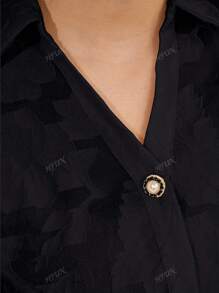 Women Semi-Sheer Floral Print Short Sleeve Top, Spring/Summer