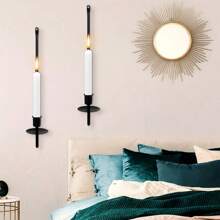 2 pièces Supports de bougie muraux en métal moderne, parfaits pour le salon, le style fermier, la décoration de la cheminée, idéaux pour Halloween, Noël et plus, décoration de Noël, décoration d'intérieur