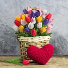 Colorful Artificial Tulip Flower Bouquet, Placed In Glass Vase - Vivid Polyurethane Fake Flowers, Perfect For Valentine's Day Home Decor, Realistic And Durable, No Battery Needed, Floral Decoration