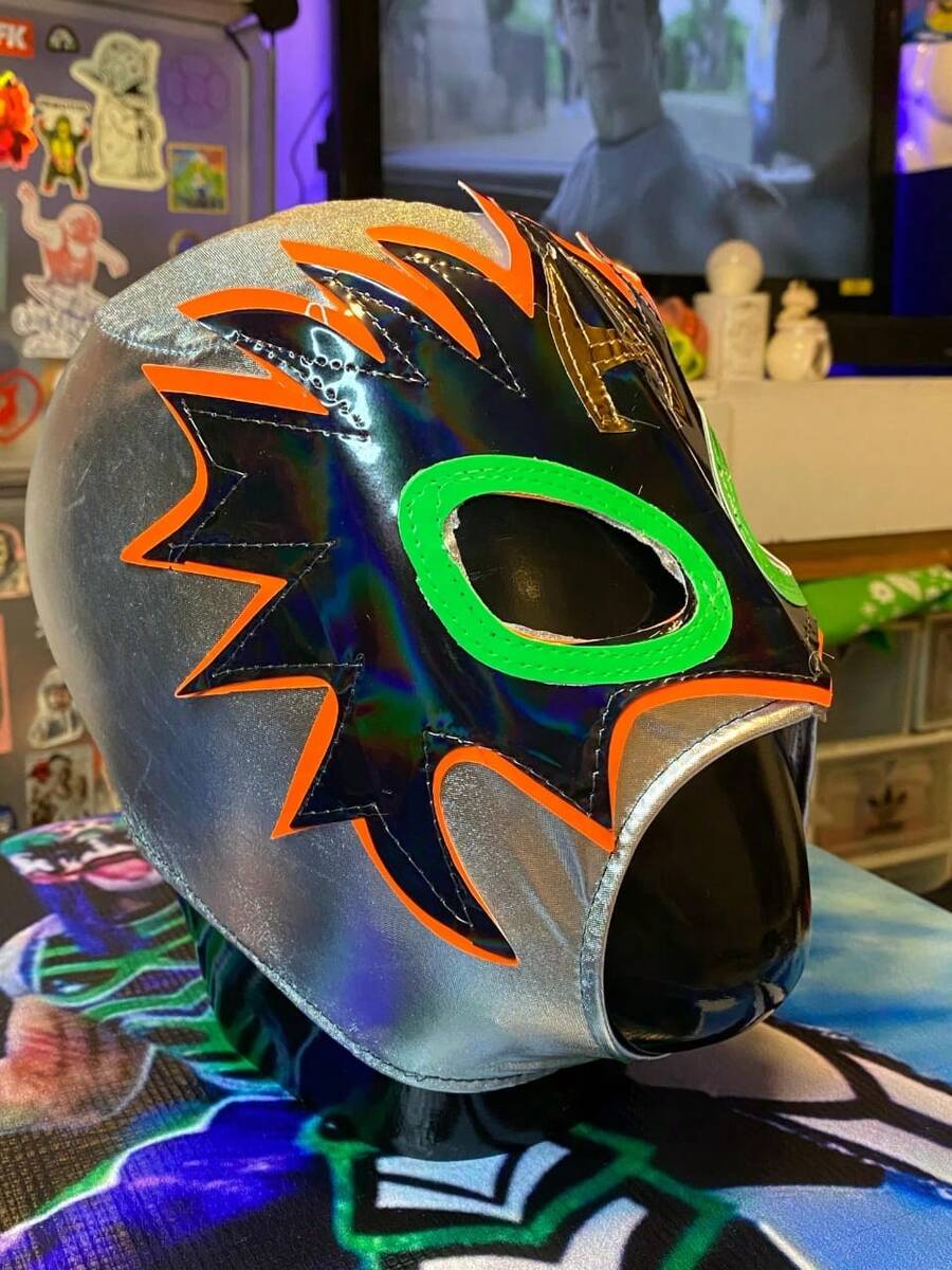 1 Mascara Infantil Figuras Luchadores Mexicanos estilo lucha libre para niños disfraces accesorios Halloween fiestas evento escolar máscara colorida y divertida - Óxido marrón - Ver 1