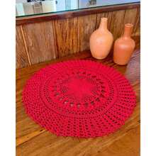 Toalha De Mesa Redonda P Primavera Lisa 60cm Artesanal - Vermelho - Visão 3