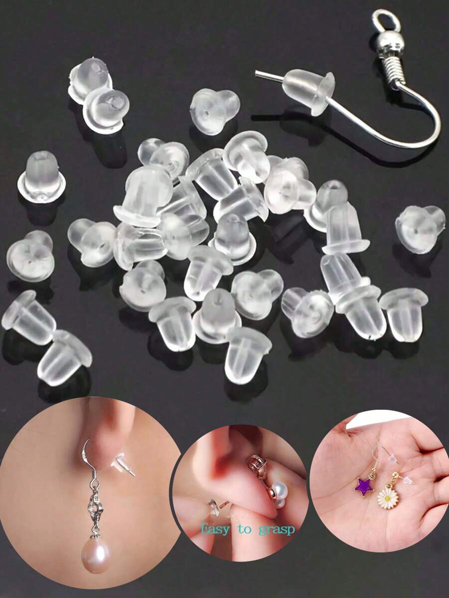 50 à 500 pièces Accessoire de chouchou de dos de boucle d'oreille, boucles d'oreilles mode femme 5 mm, dos de boucle d'oreille en caoutchouc doux et transparent
