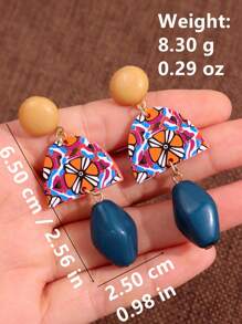 1pc Fashionable Retro Baroque Style Bicolor Stud Earrings, Minimalist Elegant Versatile Jewelry For Women