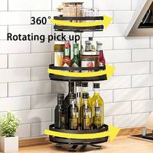1pc 1/2/3 Layers Rotating Spice Rack Holder, Kitchen Countertop Multifunctional Condiment Storage Organizer, 360 Degree Rotating Rack - Black - View 6