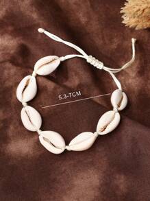 ZIRUISP 1 pièce Bracelet d'été pour femme avec coquillage, corde tressée, chaîne réglable, bracelet bangle bohème pour filles, loisirs, vacances