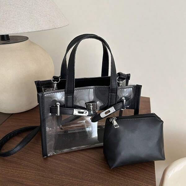 2pcs Women's Unique Mini Crossbody Bag Set, Fashion Versatile Transparent Shoulder Bag, Tote & Handbag Multifunctional
