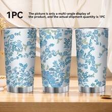 1pc 20oz Car Cup, Stainless Steel Tumbler, Heat Preservation And Cold Preservation Car Cup With Straw And Brush, Reusable, Gift For Family And Friends, Coffee Cup, Outdoor Portable Water Cup Water Bottle - Multicolor - View 3