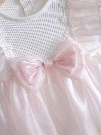 2件套女婴时尚公主风薄纱无袖连体衣和发带套装，适合夏季