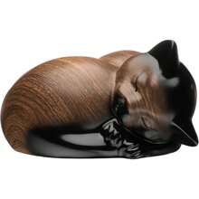 Sleeping Resin Cremation Cat Urn, Cat Urns For Ashes, Small Animal Urn (White)… - Black Walnut - View 1