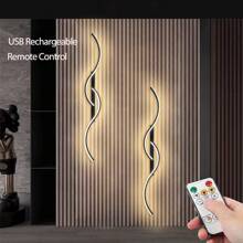 1 Stück LED kabelloses Ladelampe mit Dimmer und Fernbedienung, batteriebetriebenes USB aufladbares Licht, Innenraum Aluminium Wellen Beleuchtung für Wohnzimmer, Schlafzimmer, Nachttisch, Flur