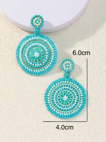 1 par de aretes de moda estilo bohemio hechos a mano con cuentas