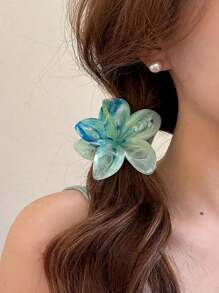 Set de 3 pinzas para el cabello de flores grandes degradadas de acrílico, accesorios elegantes y vintage con textura de mármol para el cabello de la mujer, aptos para uso diario casual y viajes a la playa - Pinza de pelo, sujeta-cabello, recogedor de cabello