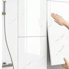 10pcs/Set 1.8m² Simple Marble Pattern Ceramic Tile Sticker, Aluminum Composite Panel Wall Sticker, PVC, Imitation Marble Tile Flooring Sticker, For Living Room, Toilet, Kitchen Home Decor. Thick Floor & Wall General Use Wallpaper, Home Decoration Self-Adhesive - Multicolor - View 9
