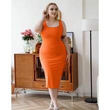 Women's Summer Sexy Sleeveless Side Split Bodycon Ruched Casual Comfy Midi Tank Drawstring Slit Party Dress - Black - View 7