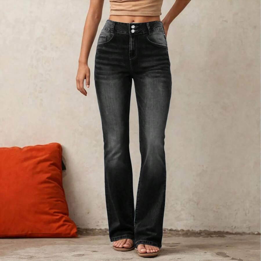 Top Selling Women'S Jeans 2025 Womens New Loose Wide Leg Pants Street Hipster Washed Jeans Women Pantalones Anchos Mujer - 黑色 - 查看 1