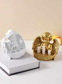 1pc Resin Angel Cross Candlestick Holder, Home Decor For Living Room, Bedroom, Office Desk, Dining Room Candle Light Ambiance Ornament (Candle Not Included)