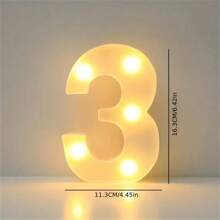 1PC 16cm LED Letter Light, Luminous Letter And Number Night Light, Suitable For Home, Bar, Wedding, Birthday Party Decoration